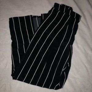 Black & White Stripe Wide Leg Pants
